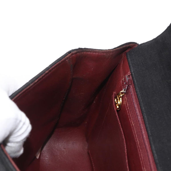 CHANEL Mademoiselle Shoulder Bag Cotton Black Gold CC Auth bs31506