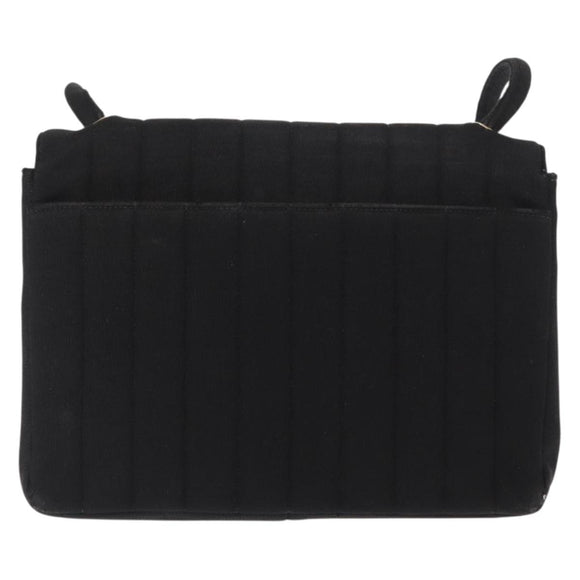 CHANEL Mademoiselle Shoulder Bag Cotton Black Gold CC Auth bs31506