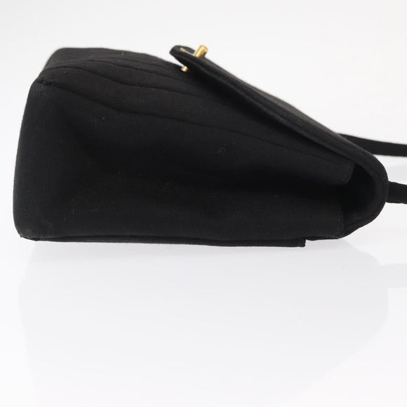 CHANEL Mademoiselle Shoulder Bag Cotton Black Gold CC Auth bs31506