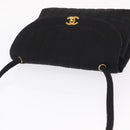 CHANEL Mademoiselle Shoulder Bag Cotton Black Gold CC Auth bs31506-6