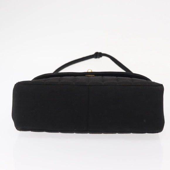 CHANEL Mademoiselle Shoulder Bag Cotton Black Gold CC Auth bs31506