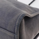 CHANEL Deauville line Chain Tote Bag Canvas Navy Silver CC Auth bs31507-16