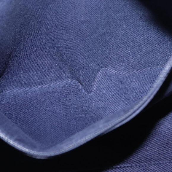 CHANEL Deauville line Chain Tote Bag Canvas Navy Silver CC Auth bs31507