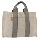 HERMES New Fourre Tout PM Tote Bag Canvas Gray Silver Auth bs31508-1