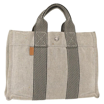 HERMES New Fourre Tout PM Tote Bag Canvas Gray Silver Auth bs31508