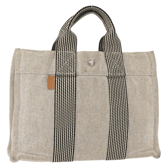 HERMES New Fourre Tout PM Tote Bag Canvas Gray Silver Auth bs31508
