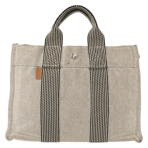 HERMES New Fourre Tout PM Tote Bag Canvas Gray Silver Auth bs31508