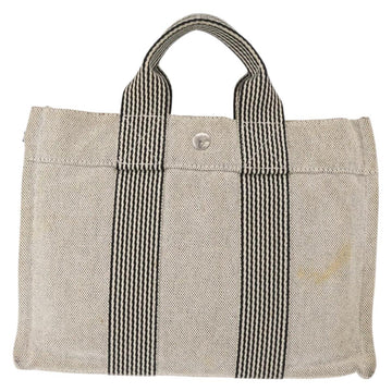 HERMES New Fourre Tout PM Tote Bag Canvas Gray Silver Auth bs31508 - 0