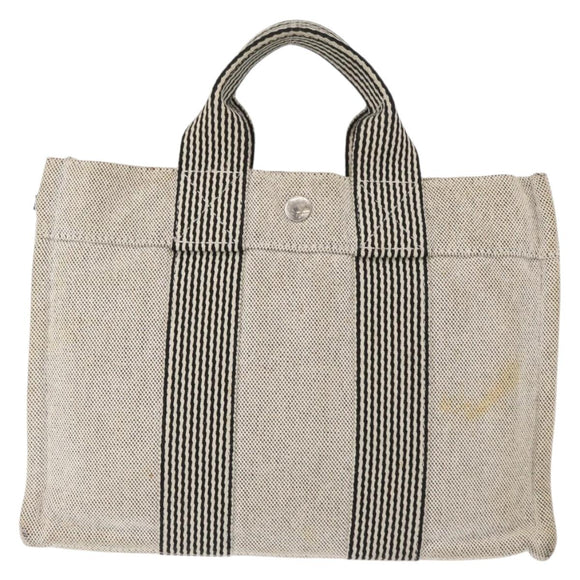 HERMES New Fourre Tout PM Tote Bag Canvas Gray Silver Auth bs31508