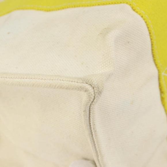 HERMES Bora Bora MM Hand Bag Canvas Yellow Silver Auth bs31509