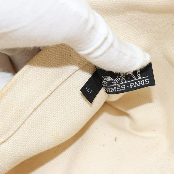 HERMES Bora Bora MM Hand Bag Canvas Yellow Silver Auth bs31509