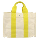 HERMES Bora Bora MM Hand Bag Canvas Yellow Silver Auth bs31509-2