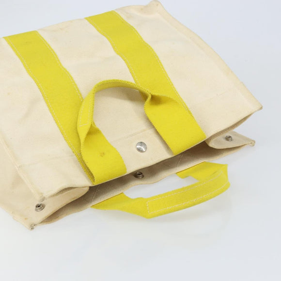 HERMES Bora Bora MM Hand Bag Canvas Yellow Silver Auth bs31509