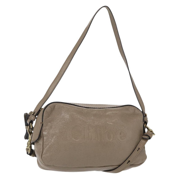 Chloe Shoulder Bag Leather 2way Gray Gold Auth bs31510
