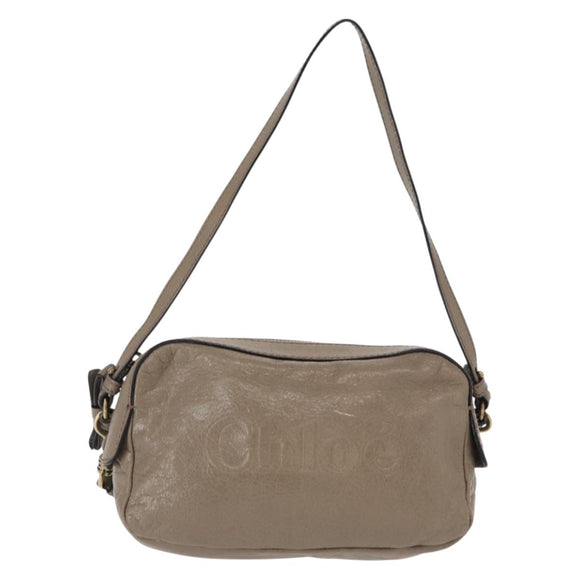 Chloe Shoulder Bag Leather 2way Gray Gold Auth bs31510