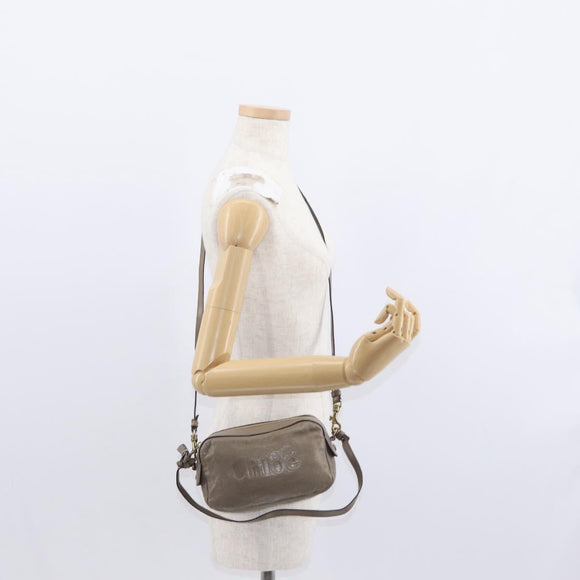 Chloe Shoulder Bag Leather 2way Gray Gold Auth bs31510