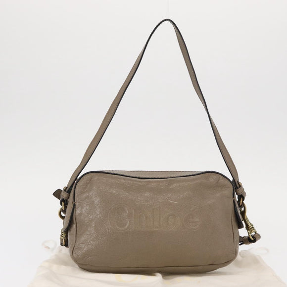 Chloe Shoulder Bag Leather 2way Gray Gold Auth bs31510