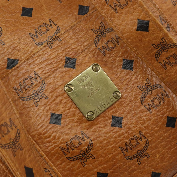 MCM Logogram Vicetos Tote Bag PVC Leather Brown Gold Auth bs31511