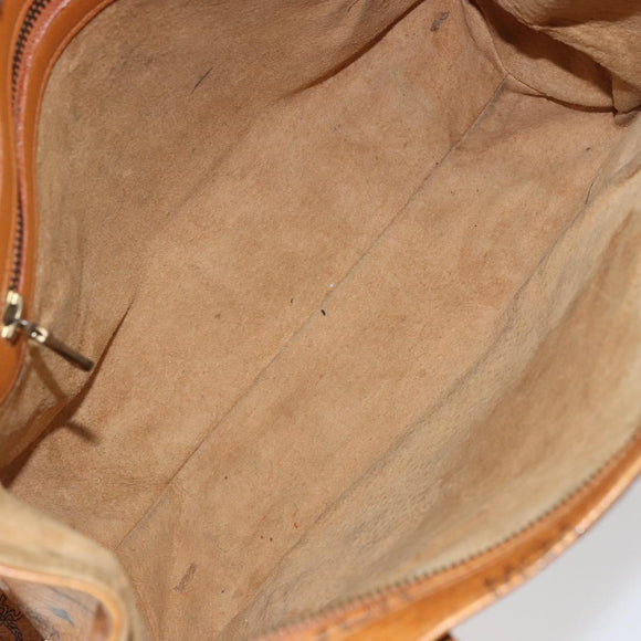 MCM Logogram Vicetos Tote Bag PVC Leather Brown Gold Auth bs31511