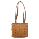 MCM Logogram Vicetos Tote Bag PVC Leather Brown Gold Auth bs31511-2