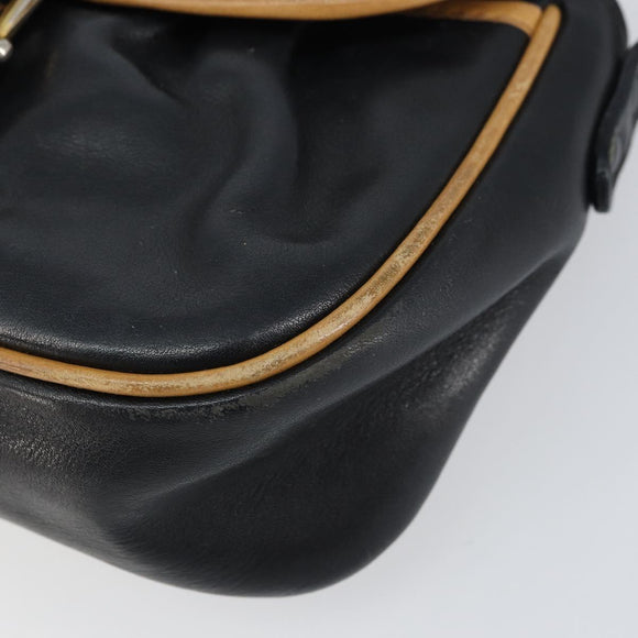 CELINE Shoulder Bag Leather Black Gold Auth bs31512