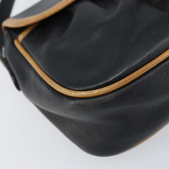 CELINE Shoulder Bag Leather Black Gold Auth bs31512