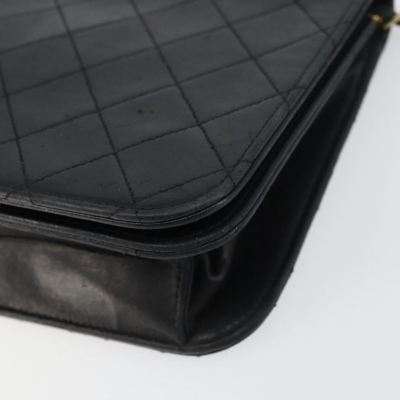 CHANEL Matelasse Chain Shoulder Bag Lamb Skin Black Gold CC Auth bs31513