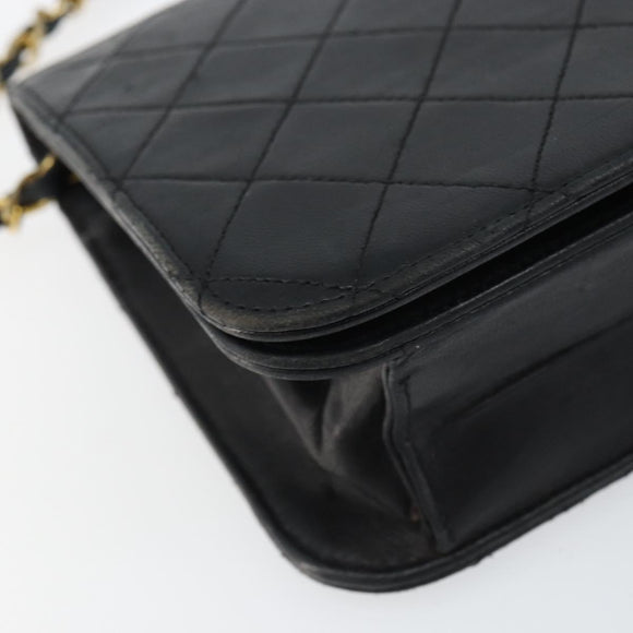 CHANEL Matelasse Chain Shoulder Bag Lamb Skin Black Gold CC Auth bs31513