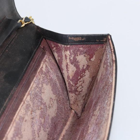 CHANEL Matelasse Chain Shoulder Bag Lamb Skin Black Gold CC Auth bs31513