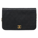 CHANEL Matelasse Chain Shoulder Bag Lamb Skin Black Gold CC Auth bs31513-13