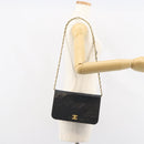 CHANEL Matelasse Chain Shoulder Bag Lamb Skin Black Gold CC Auth bs31513-21
