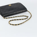 CHANEL Matelasse Chain Shoulder Bag Lamb Skin Black Gold CC Auth bs31513-7