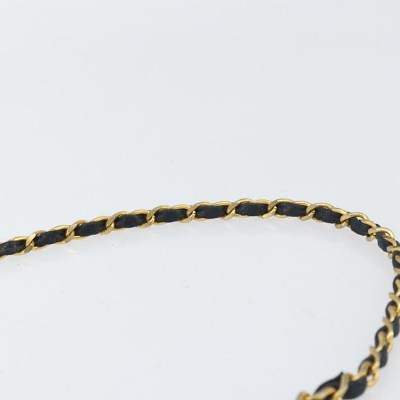 CHANEL Matelasse Chain Shoulder Bag Lamb Skin Black Gold CC Auth bs31513