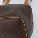 CELINE Macadam Canvas Tote Bag PVC Leather Brown Gold Auth bs31514-10