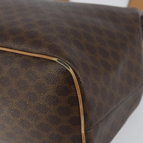 CELINE Macadam Canvas Tote Bag PVC Leather Brown Gold Auth bs31514