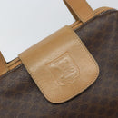 CELINE Macadam Canvas Tote Bag PVC Leather Brown Gold Auth bs31514-14