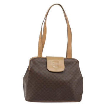 CELINE Macadam Canvas Tote Bag PVC Leather Brown Gold Auth bs31514 - 0
