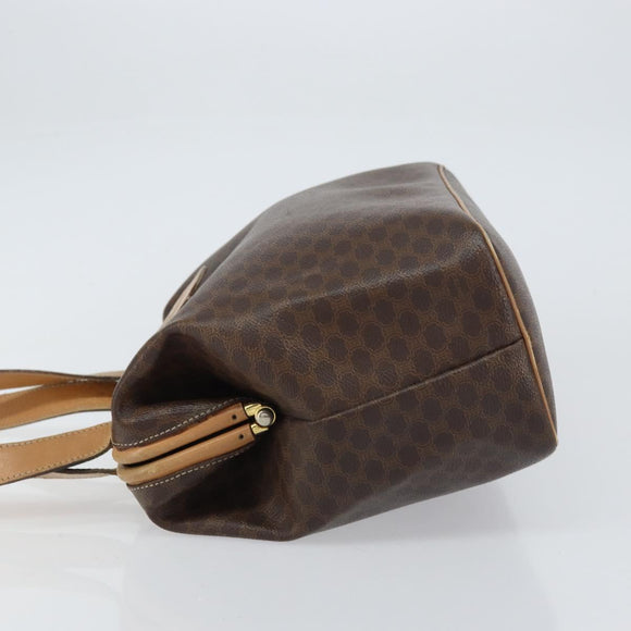 CELINE Macadam Canvas Tote Bag PVC Leather Brown Gold Auth bs31514