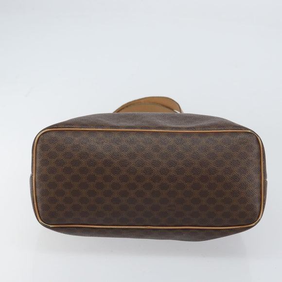 CELINE Macadam Canvas Tote Bag PVC Leather Brown Gold Auth bs31514