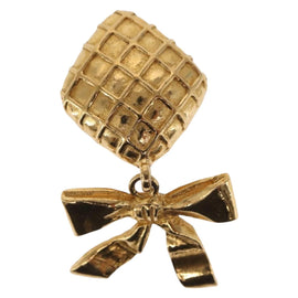 CHANEL Ribbon Earring metal Gold Tone CC Auth bs31515 - 0