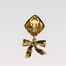 CHANEL Ribbon Earring metal Gold Tone CC Auth bs31515-7
