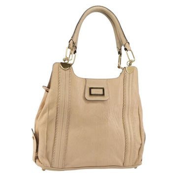 Chloe Tote Bag Leather Beige Gold Auth bs31516