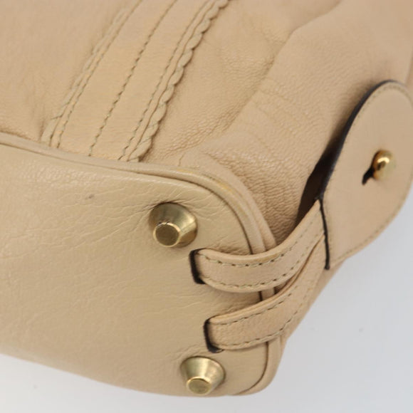 Chloe Tote Bag Leather Beige Gold Auth bs31516