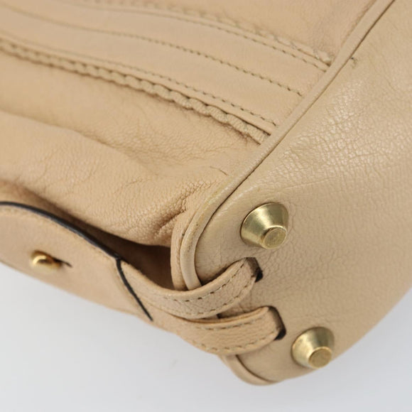 Chloe Tote Bag Leather Beige Gold Auth bs31516