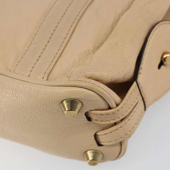 Chloe Tote Bag Leather Beige Gold Auth bs31516