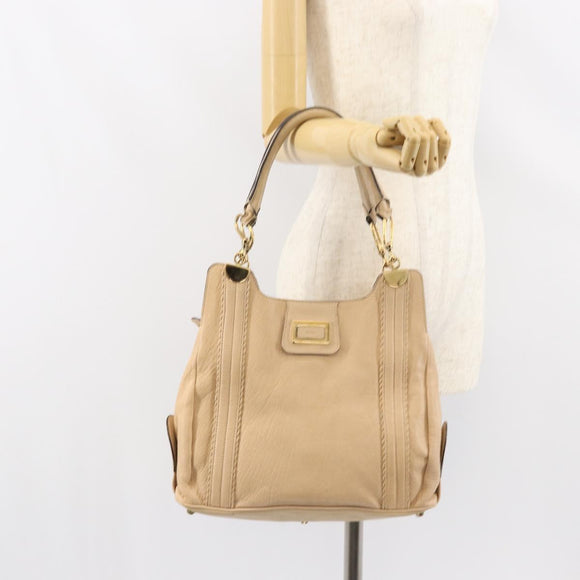 Chloe Tote Bag Leather Beige Gold Auth bs31516