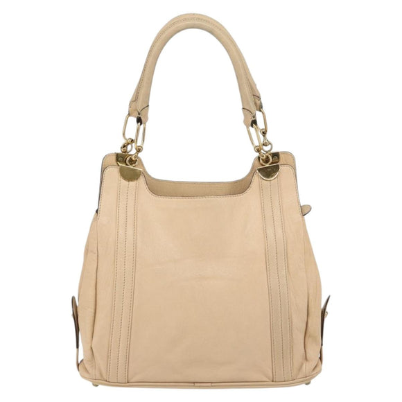 Chloe Tote Bag Leather Beige Gold Auth bs31516