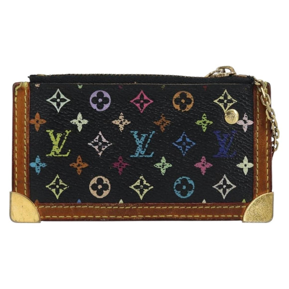 LOUIS VUITTON Multicolor Pochette Cles Coin Purse Black M13664 LV Auth bs31521
