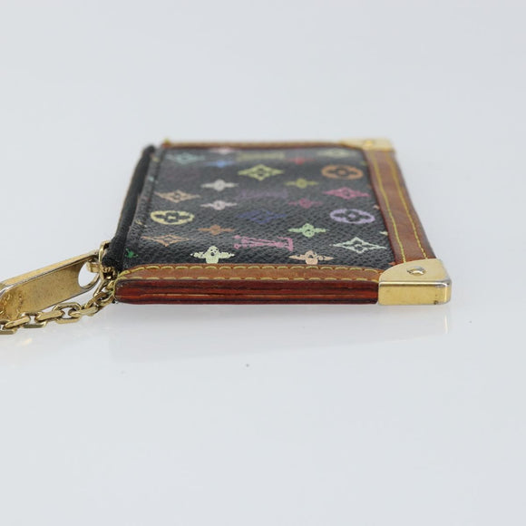 LOUIS VUITTON Multicolor Pochette Cles Coin Purse Black M13664 LV Auth bs31521