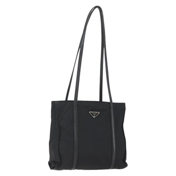 PRADA Tote Bag Nylon Black Silver Auth bs31530